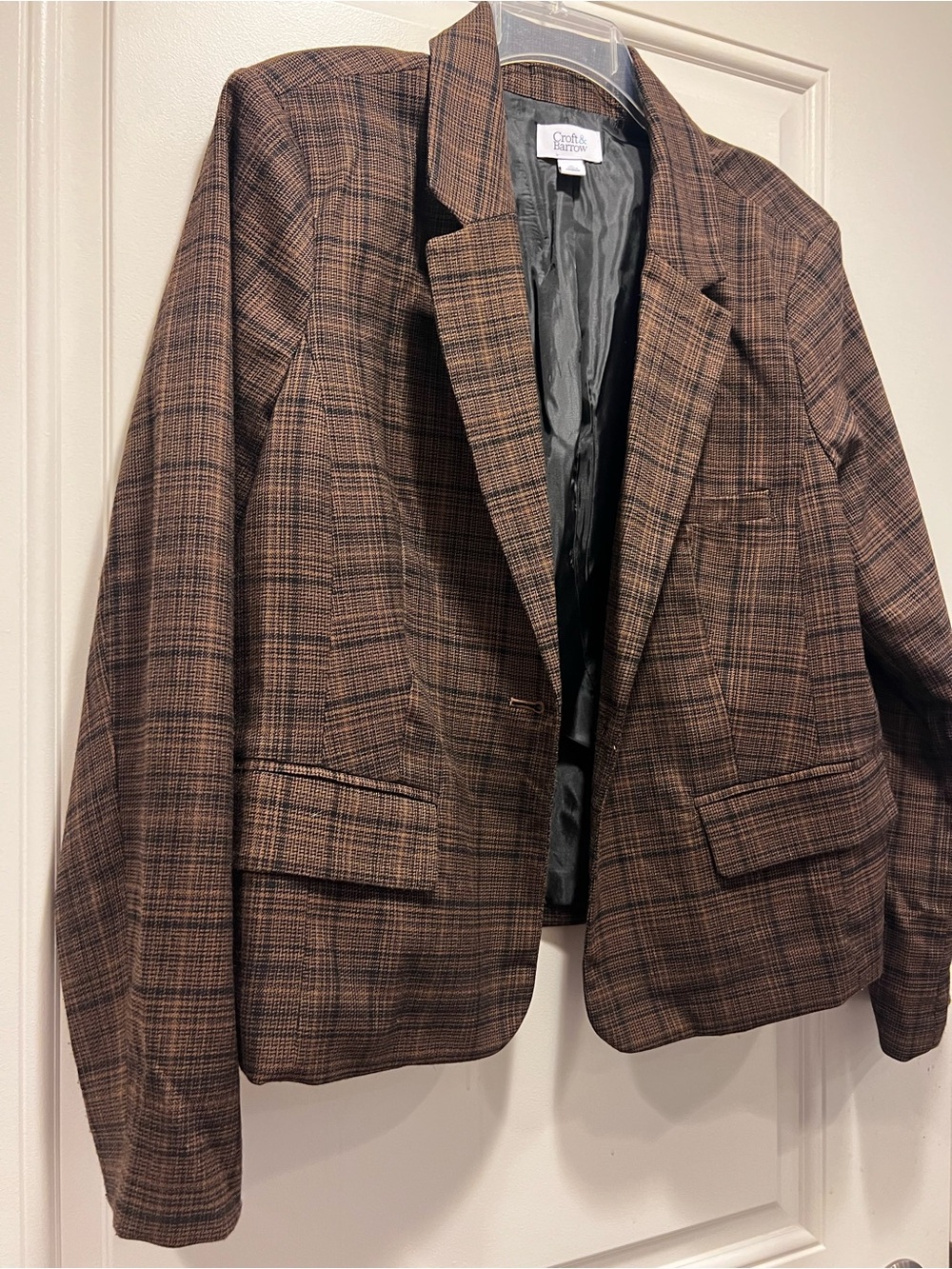 croft & barrow Brown Plaid Blazer